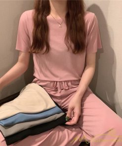 パジャマ ルームウェア | パジャマ レディース 夏 半袖 ルームウェア 涼しい 部屋着 ナイトウェア 寝間着 上下セット 薄手パジャマ 柔らかく軽い薄手の快適Tシャツパジャマ 部屋着
