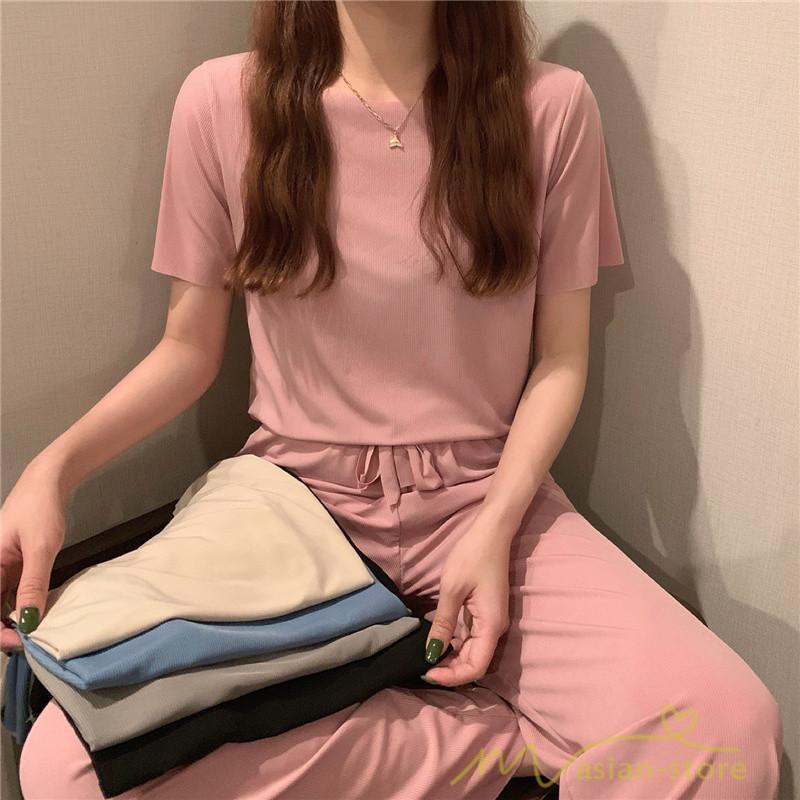 パジャマ ルームウェア | パジャマ レディース 夏 半袖 ルームウェア 涼しい 部屋着 ナイトウェア 寝間着 上下セット 薄手パジャマ 柔らかく軽い薄手の快適Tシャツパジャマ 部屋着