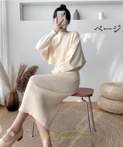 ニットワンピース | セットアップ レディース 秋冬 きれいめ ロング丈無地 20代30代40代50代 長袖 可愛い 大人 通勤 お出かけ お呼ばれ 着痩せ