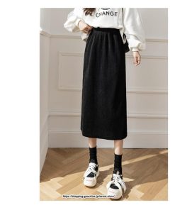 スカート | ロングロング丈 ミモレ丈 ミモレ ウエストゴム 秋 冬 秋冬 あったか コットン カジュアル Aライン 着痩せ スリット キレイめ 2022新作　