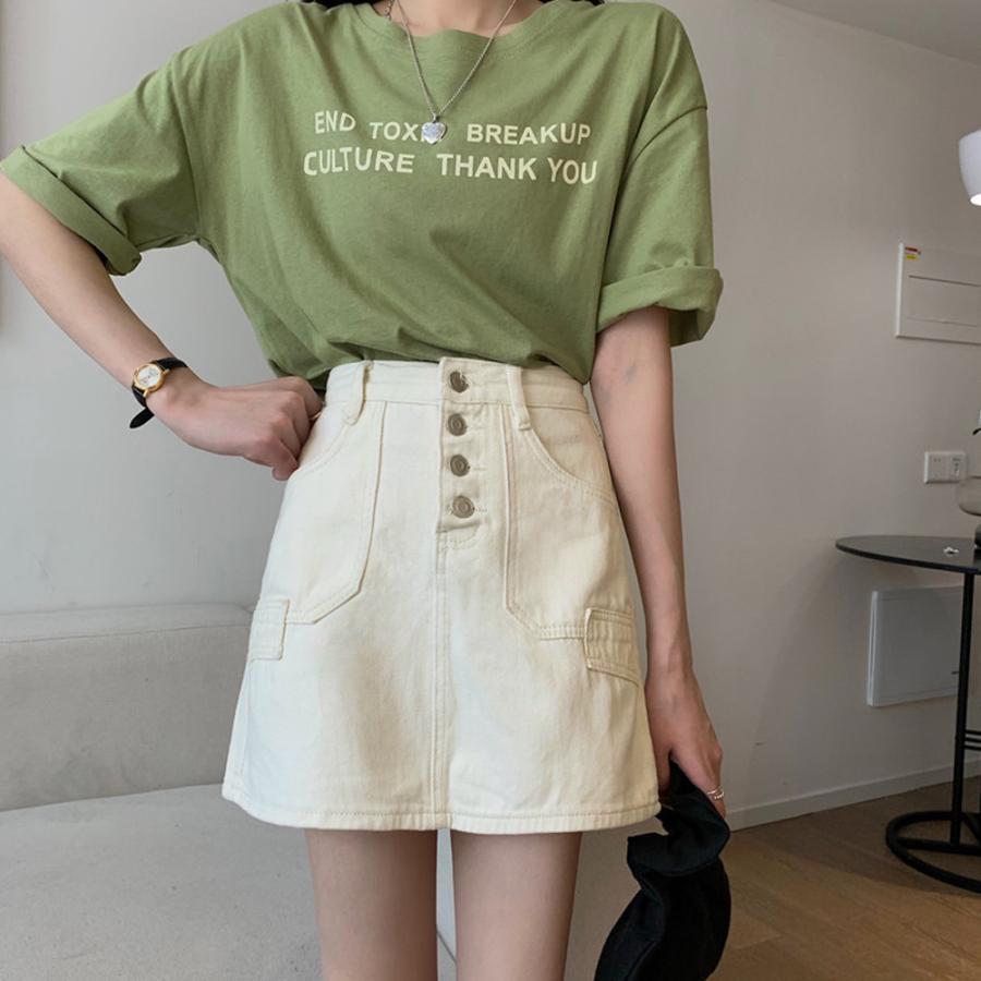 タイトスカート | ハイウエスト デニムスカート 着やせ レディース 韓国風 ミニスカート カジュアル 台形スカート おしゃれ【ネコ