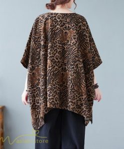 ｔシャツ・カットソー | カットソー レディース Tシャツ Vネック 5分袖 ヒョウ柄 レオパード 20代 30代 着痩せ 体型カバー ゆったり トップス 夏物 フリーサイズ 50代 40代 Vネック