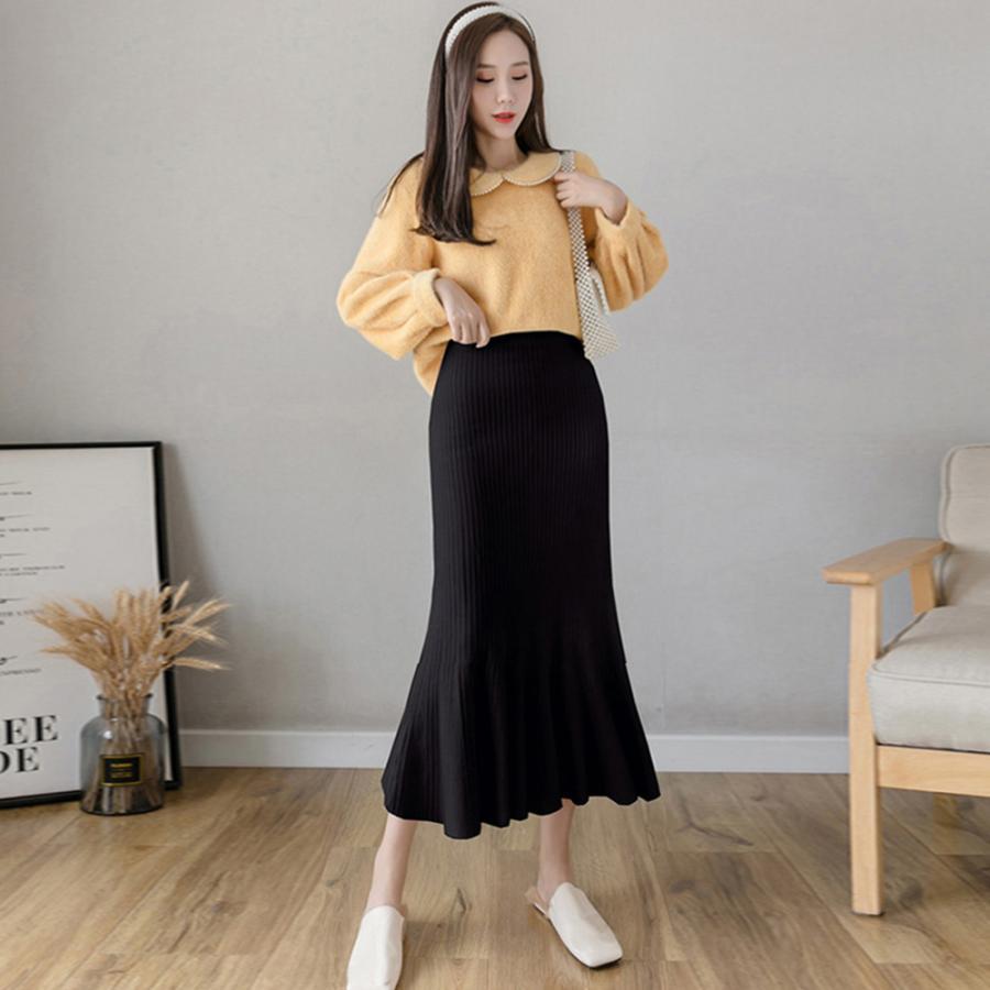 フレアスカート | リブニット マーメイドスカート 春秋冬