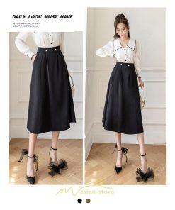 スカート | レディース ボトムス ロング丈 ミモレ丈 Aライン 楽チン 大人 きれいめ 20代 30代 40代 通勤 脚長効果 OL オシャレ 上品 ビジネス オフィス
