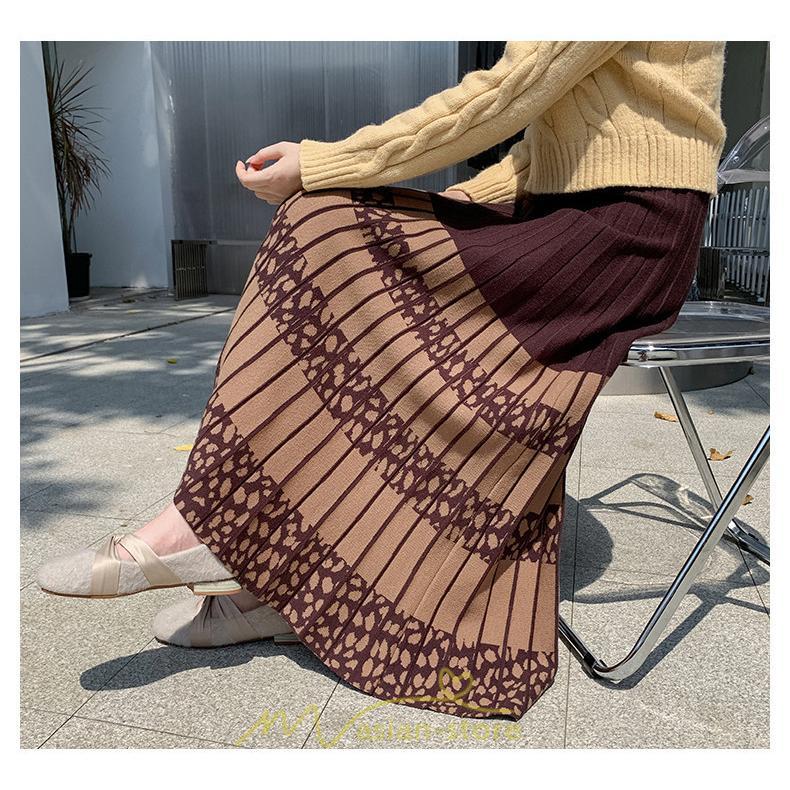 スカート | ロングウエストゴム プリーツ ロング丈 黒 グレー カーキ コーヒー レディース きれいめ 秋カジュアル 冬ニット 秋冬 オフィス