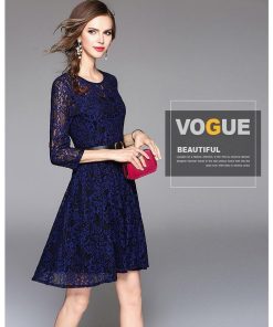 レースワンピース | ひざ丈ワンピ フレアワンピース レディース 大きいサイズ 膝丈ワンピース 7分袖 パーティー 二次会 上品 女性の自然なしなやかさと美しさ 通勤