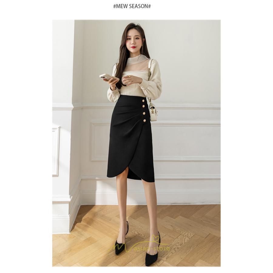 スカート | スリット入り 膝丈 ひざ丈 ひざ下 黒 ベージュ 春夏秋冬 ハイウエスト 脚長 通勤 OL Aライン レディース 美脚 スリット オフィス カジュアル セクシー ボトムス