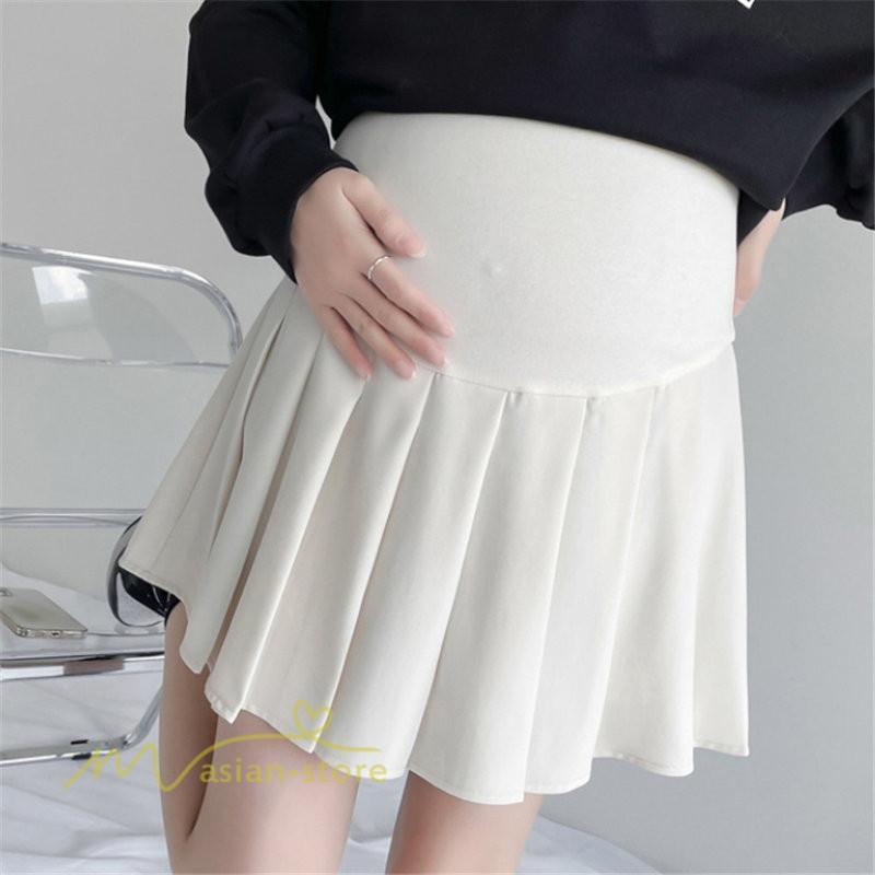 スカート | マタニティレディース ミニ夏 サマー マタニティウェア きれいめ プリーツ可愛い ママ おしゃれ 韓国風 無地 ウエスト調整 上品