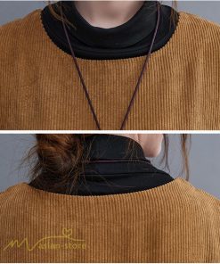 ノースリーブ | ワンピース 秋 冬 レディース 無地 可愛い 新作 丸首 コーデュロイ ひざ丈 ミディアムワンピース ゆったり シンプル ゆるワンピース プルオーバー