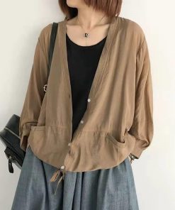 カーディガン | レディース UVカットー 初秋 秋新作 コーデ 冷え防止 羽織 ボタン Vネック 無地 長袖 7色 フリーサイズ かわいい 春 夏 秋 透け感 体型カバー