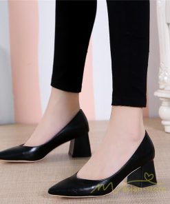パンプス | 走れるポインテッドトゥ チャンキーヒール 黒 フォーマル オフィス レディース 入学式 入園式 卒業式 卒園式 5cmヒール 22cm 結婚式 靴 25cm