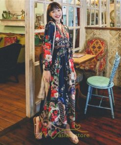 マキシ | マキシワンピース レディース ロング丈 大人 ワンピ 花柄 夏秋 Vネック カジュアル 着やせ きれいめ 撮影 人気 二次会 パーティー 通気 ゆったり 夏秋服