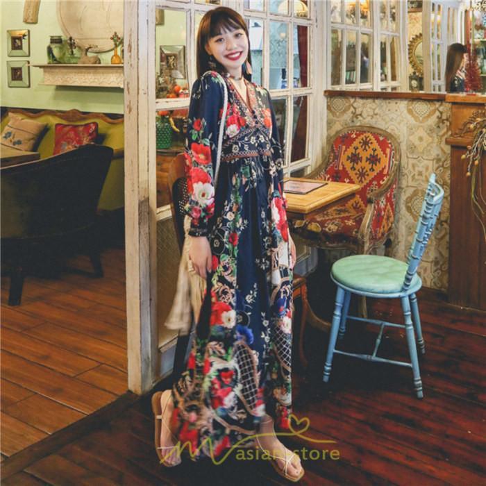 マキシ | マキシワンピース レディース ロング丈 大人 ワンピ 花柄 夏秋 Vネック カジュアル 着やせ きれいめ 撮影 人気 二次会 パーティー 通気 ゆったり 夏秋服