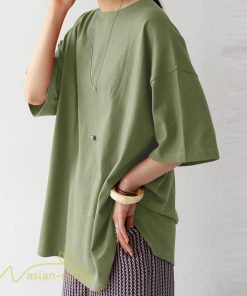 ｔシャツ・カットソー | Tシャツ レディース カットソー 着痩せ 無地 半袖 ゆったり ロングTシャツ オーバーサイズ 体型カバー 夏新作 クルーネック プルオーバー 大きいサイズ 5XL