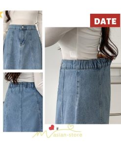 スカート | デニムフレアミモレ丈 ロングt丈 シンプル ゆったり レディース フレア 大人 秋冬 ハイウエスト 美脚 韓国ファッション 可愛い