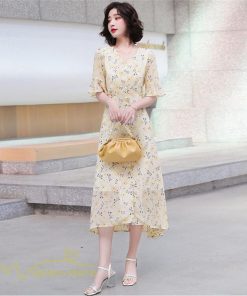 ミディアム | Aラインワンピース レディース ワンピース 着痩せ 上品 ハイウエスト サマーワンピース おしゃれ ゆったり Vネック 20代 30代 通勤 通学 お出かけ 40代 韓国風