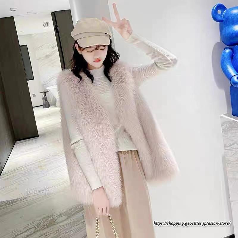 ベスト | ボリュームフェイクファーファー毛皮レディース 冬 フェイクファー 毛皮コート アウター ノースリーブ ふわふわ 秋冬 前開き ジレ