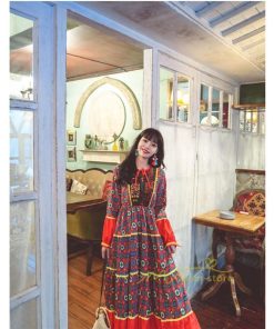 マキシ | ワンピース レディース 春夏 マキシワンピース 長袖ワンピース 綿麻 無地 Aライン フレアワンピース ハイウェスト エスニック ボヘミア風 ロング リゾート