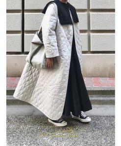 ダウンジャケット コート | キルティングコート ダウンコート ロングコート ノーカラー 長袖アウター 中綿コート アウター 防寒 防風 30代40代50代 厚手 秋冬コート コート 大人 ポケット