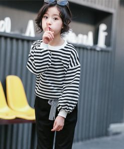 （子供）その他 | 長袖Ｔシャツ 女の子 秋 トップス セットアップ シンプル カットソー ボーダー柄 綿 おしゃれ 子供服 キッズ 洋服