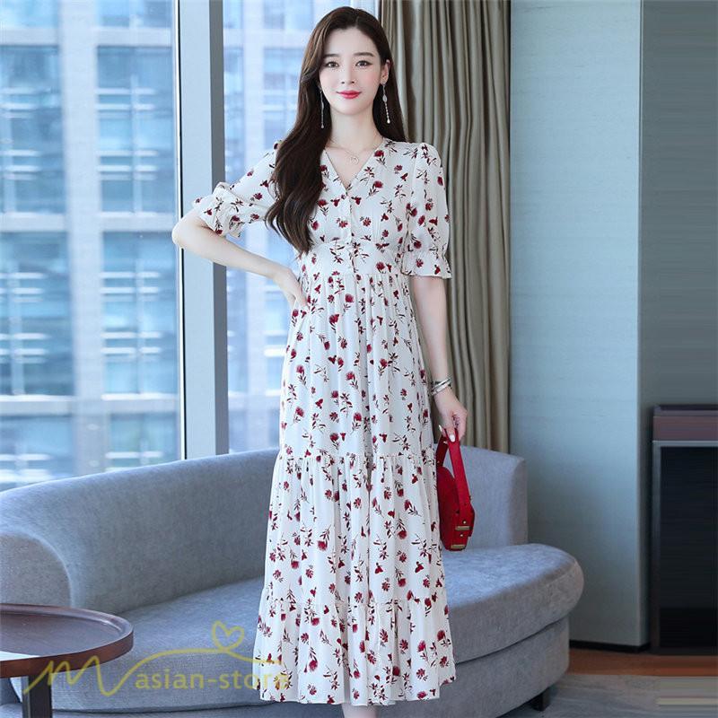 マキシ | ロングワンピース レディース カジュアル 半袖 ロング丈 ワンピース 着痩せ サマーワンピース おしゃれ カジュアル 上品 きれいめ 花柄 40代 20代 夏服 30代