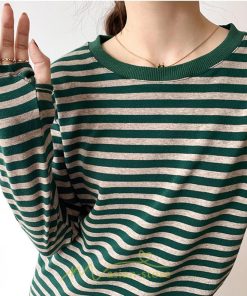 tシャツ・カットソー | 春物 レディース Tシャツ カットソー 長袖 トップス 綿 ボーダー シンプル プルオーバー リブ 柔らか 美ライン スリム ストレッチ 丸ネック 微伸縮 20代30代