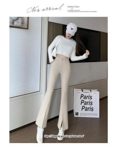 チノ・テーパード・ジョガー・スキニーパン | フレアパンツ レディース ハイウエスト センターシーム 韓国ファッション オフィス カジュアル 通勤 シンプル デイリー 春 秋 韓国 送料無料 冬 スリット