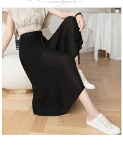 ワイドパンツ | ガウチョパンツ 無地 レディース ボトムス ハイウエスト ゆったり パンツ シフォンパンツ 涼しい 夏新作 さらさら カジュアル 30代40代 体型カバー