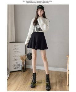 スカート | レディース ボトムス ミニ丈 ひざ上 ウエストゴム 楽ちん ゆったり ニット 秋冬 韓国風 Aライン フレア デート 着痩せ 可愛い お出かけ 脚長効果