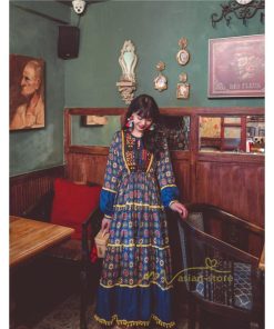 マキシ | ワンピース レディース 春夏 マキシワンピース 長袖ワンピース 綿麻 無地 Aライン フレアワンピース ハイウェスト エスニック ボヘミア風 ロング リゾート