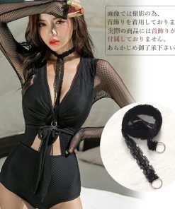 ビキニ | カシュクール 長袖 体型カバー メッシュ 背中見せ【ネ Vネック ワンピース 水着 オールインワン 水着 セクシー 水着 レディース