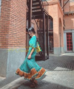 マキシ | 夏ワンピース ロングワンピース 五分袖 フレアワンピース 落ち感 涼しい 大人 30代40代 お呼ばれワンピース 旅行 花柄 プリント ビーチ 腰調節 50代