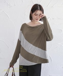 ｔシャツ・カットソー | カットソー レディース 長袖tシャツ シンプル ゆったり 着痩せ 体型カバー 長袖 秋コーデ ボートネック 切り替え 大人 Tシャツ 大人 カジュアル フリーサイズ