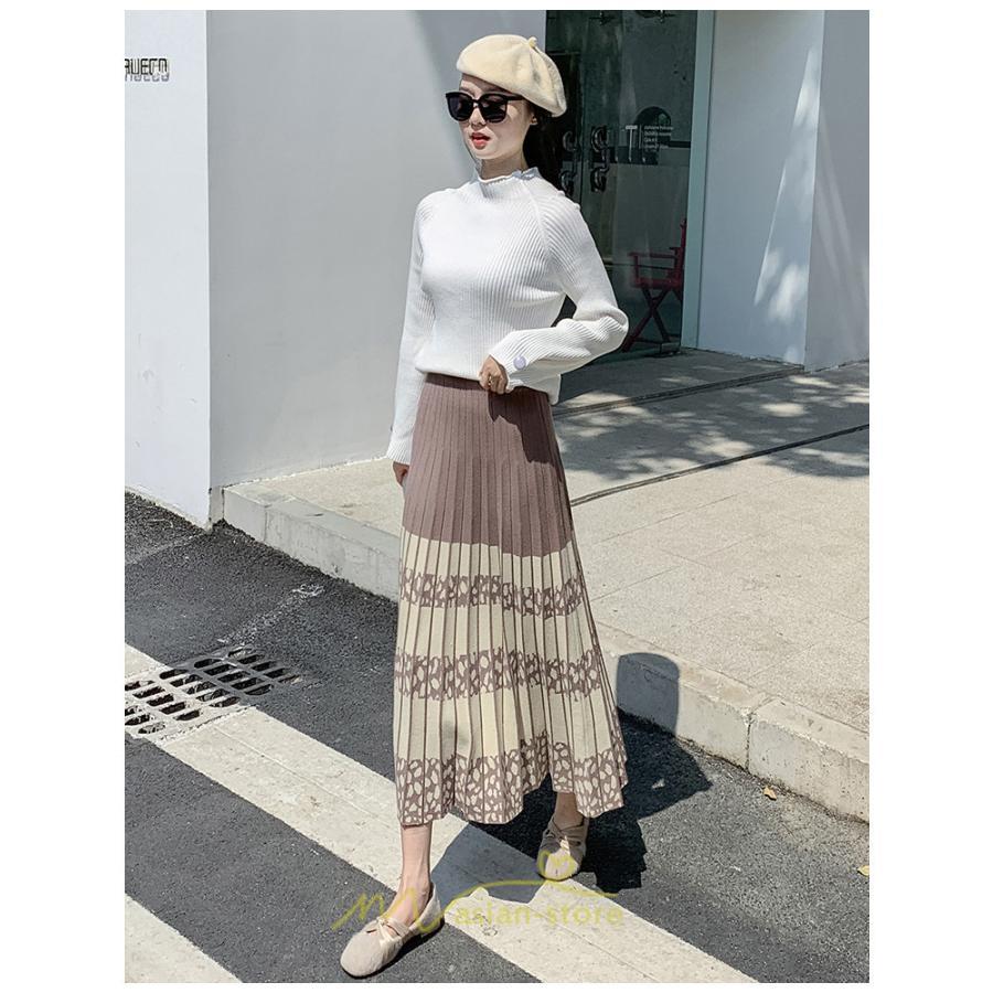 スカート | ロングウエストゴム プリーツ ロング丈 黒 グレー カーキ コーヒー レディース きれいめ 秋カジュアル 冬ニット 秋冬 オフィス