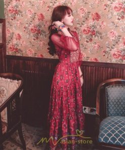 マキシ | マキシ丈ワンピース 夏 リゾート 花柄 ロング丈ワンピース ロング 七分袖 民族風 エスニック風 体型カバー 可愛い おしゃれ フェミニン 着痩せ 上品