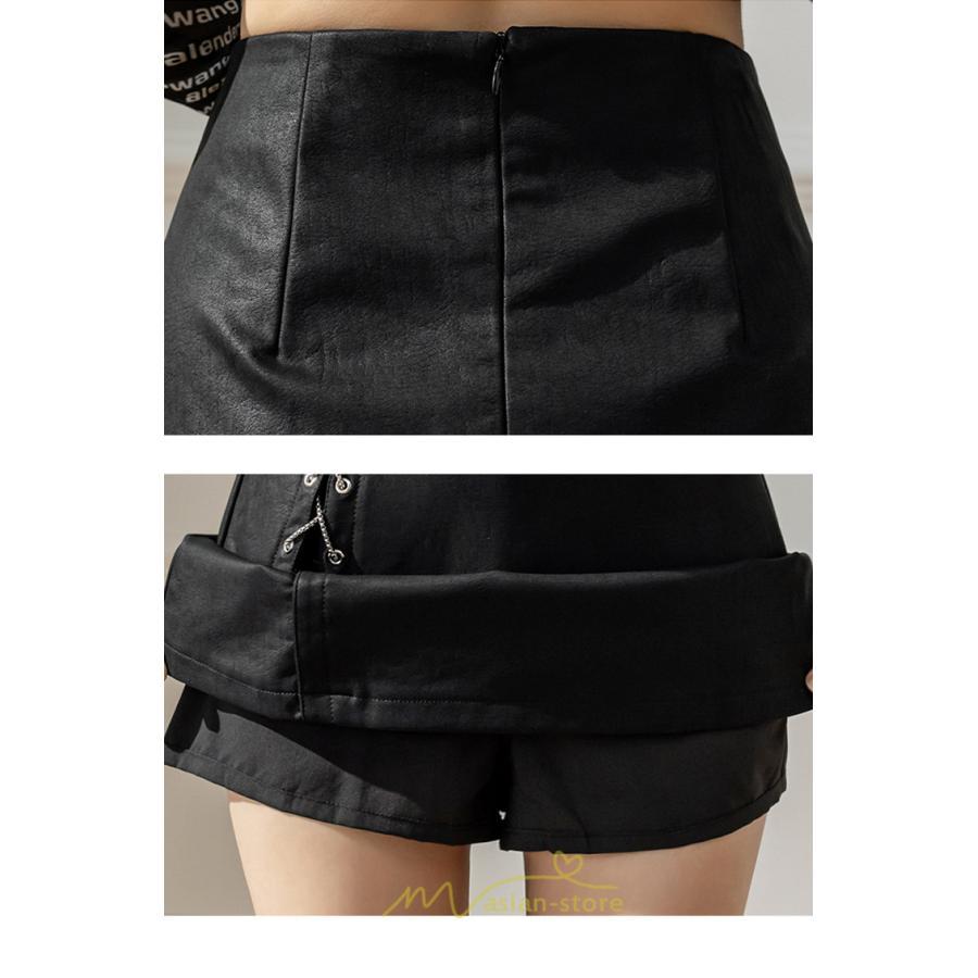 スカート | レディース ミニインパンツ 合皮 ミニ韓国ファッション 脚長 かわいい おしゃれ ミニスカ レザーセクシー 秋冬 おしゃれ