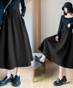 スカート | 綿秋 Aラインロングレディース 秋物 ボトムス 秋服 無地 体型カバー 30代通学通勤 40代50代 大人 おしゃれ感