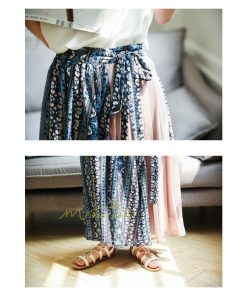 スカート | マキシロング ワイド フレア ゆったり バイカラー 春 夏 秋 冬 レディース 体系カバー Aライン プリーツシフォン 20代30代40代50代