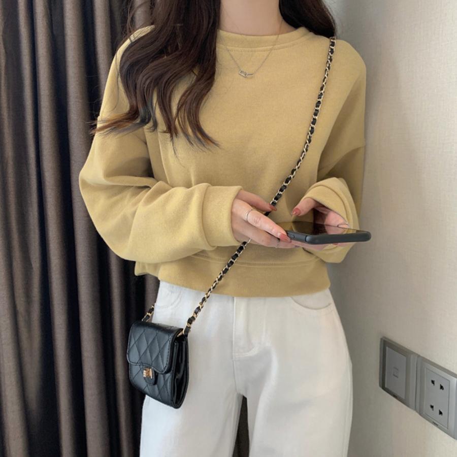 Tシャツ・カットソー | ショート丈スウェット レディース 韓国風