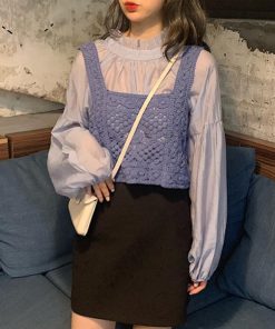 透かし編みトップス | タンクトップ スクエアネック ビスチェ