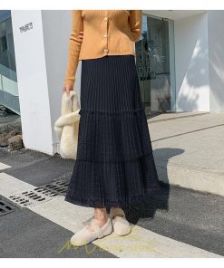 スカート | プリーツレディース ロング丈 マキシ 黒 グレー ベージュ ニット Aライン 秋冬コーデ 秋冬物 お出かけ デート 新着 普段着 旅行 女子会 新作 お呼ばれ