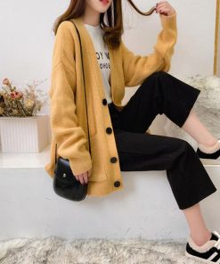 カーディガン | アウター ゆったりVネック ポケット付き 体型カバー 羽織 カーデトップス 無地 おしゃれ ニットレディース