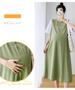 ワンピース | マタニティレディース 着痩せ 半袖 Aライン 大きいサイズ カジュアル 可愛い マタニティウェア 妊婦服 膝丈 産前産後 お出かけ 夏服