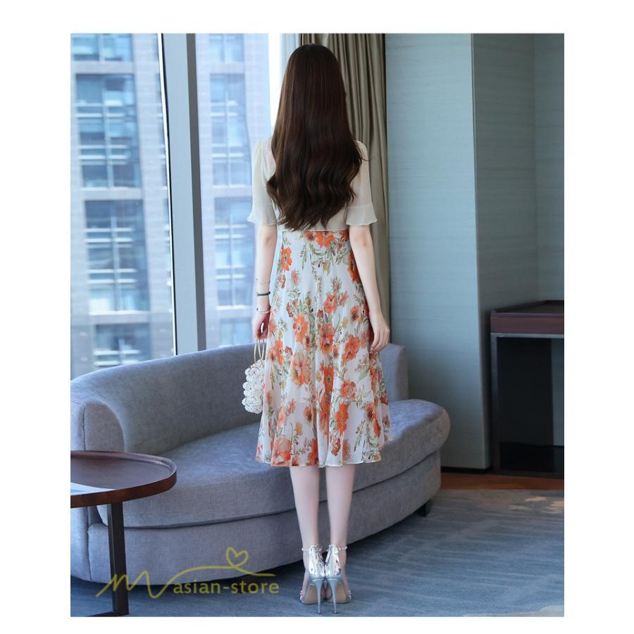 ミディアム | ワンピース レディース 花柄 着痩せ きれいめ おしゃれ 夏 サマーワンピース 膝丈 大きいサイズ 通勤 肩マント ミディアムワンピース お出かけ 気質 二点セット