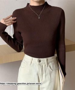 ニット・セーター | カットソー ニット レディース リブニット 長袖 秋冬 春 トップス スリム ストレッチ インナー 無地 プルオーバー 長袖ニット 通学通勤 長袖カットソー 着痩せ