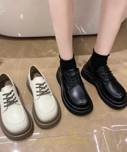 ローファー | レディース 厚底シューズ  JK パンプス 太めヒール 靴ひも 黒 女子靴 オシャレ 通学 コンフォート 通勤 10代20代30代40代 送料無料