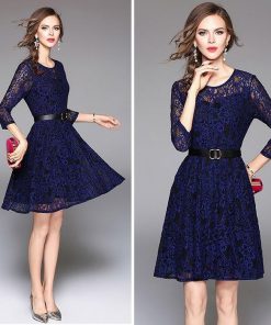 レースワンピース | ひざ丈ワンピ フレアワンピース レディース 大きいサイズ 膝丈ワンピース 7分袖 パーティー 二次会 上品 女性の自然なしなやかさと美しさ 通勤