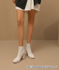 ショートブーツ | レディース 春秋ブーツ スクエアトゥ ブーツ チャンキーヒール 太ヒール 後ろファスナー 靴 シューズ 通学通勤 ミドルヒール 黒ブーツ 大人