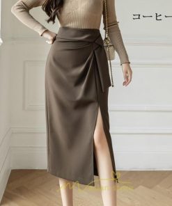 スカート | レディース ロング ミモレ丈 大人 スリット 秋冬 ロング丈 Aライン ハイウエスト 秋冬 無地 着痩せ お出かけ 2022 暖か 通勤 お呼ばれ フェミニン