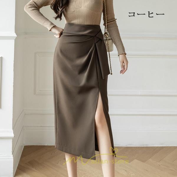 スカート | レディース ロング ミモレ丈 大人 スリット 秋冬 ロング丈 Aライン ハイウエスト 秋冬 無地 着痩せ お出かけ 2022 暖か 通勤 お呼ばれ フェミニン